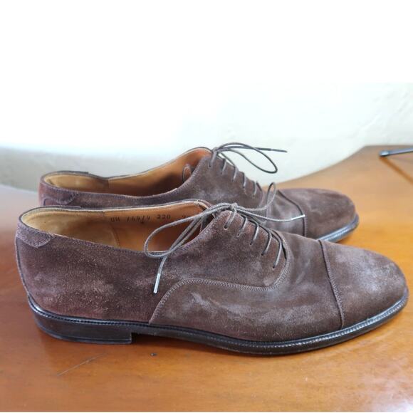 SALVATORE FERRAGAMO ENZO BROWN SUEDE OXFORDS SIZE 9.5 - Picture 3 of 9